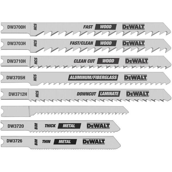 DEWALT HCS/HSS Jig Saw Blade Set (8-Piece)