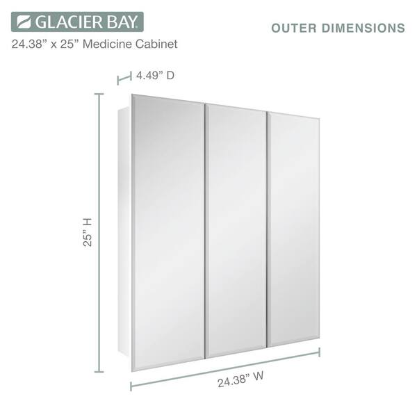 Glacier Bay 24.4 in. W x 25.2 in. H Rectangular Medicine Cabinet 