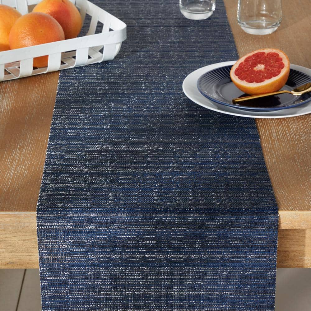 Navy Blue Polyester Rectangle Table Runner, 90" Length