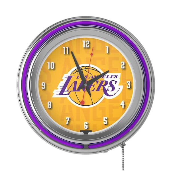 Los Angeles Lakers Purple City Lighted Analog Neon Clock NBA8LAL3