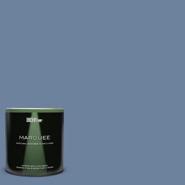 BEHR MARQUEE 1 qt. #S530-5 Brisk Blue Semi-Gloss Enamel Exterior Paint & Primer