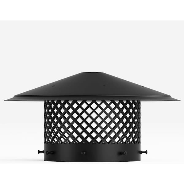10 in. Black Round Galvanized Steel Fireplace Chimney Caps for Outside
