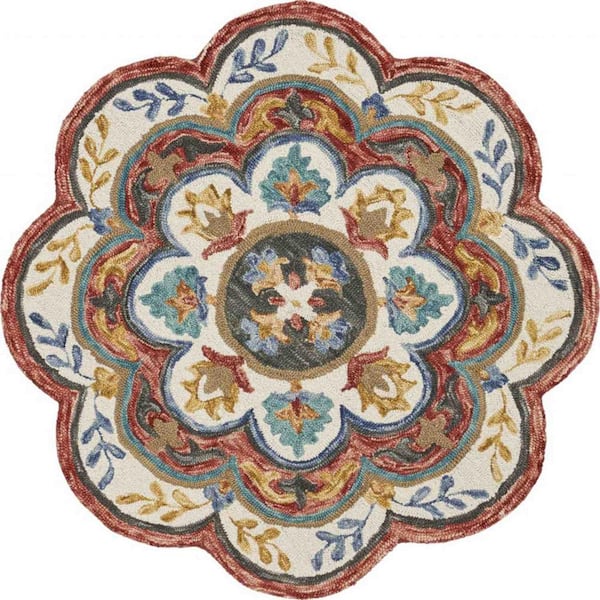 Bernadette Red 4 ft. Round Area Rug