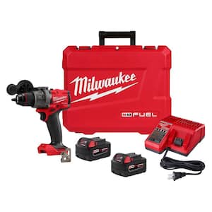 M18 FUEL 18V Lithium-Ion Brushless Cordless 1/2 in. Hammer Drill Driver Kit with Two 5.0 Ah Batteries and Hard Case
