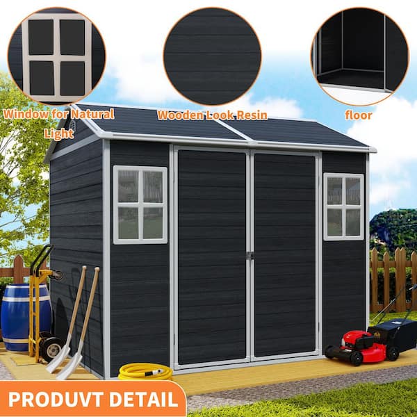 ToolCat 6 ft. W x 8 ft. D Resin Storage Shed with Floor, 2-Windows