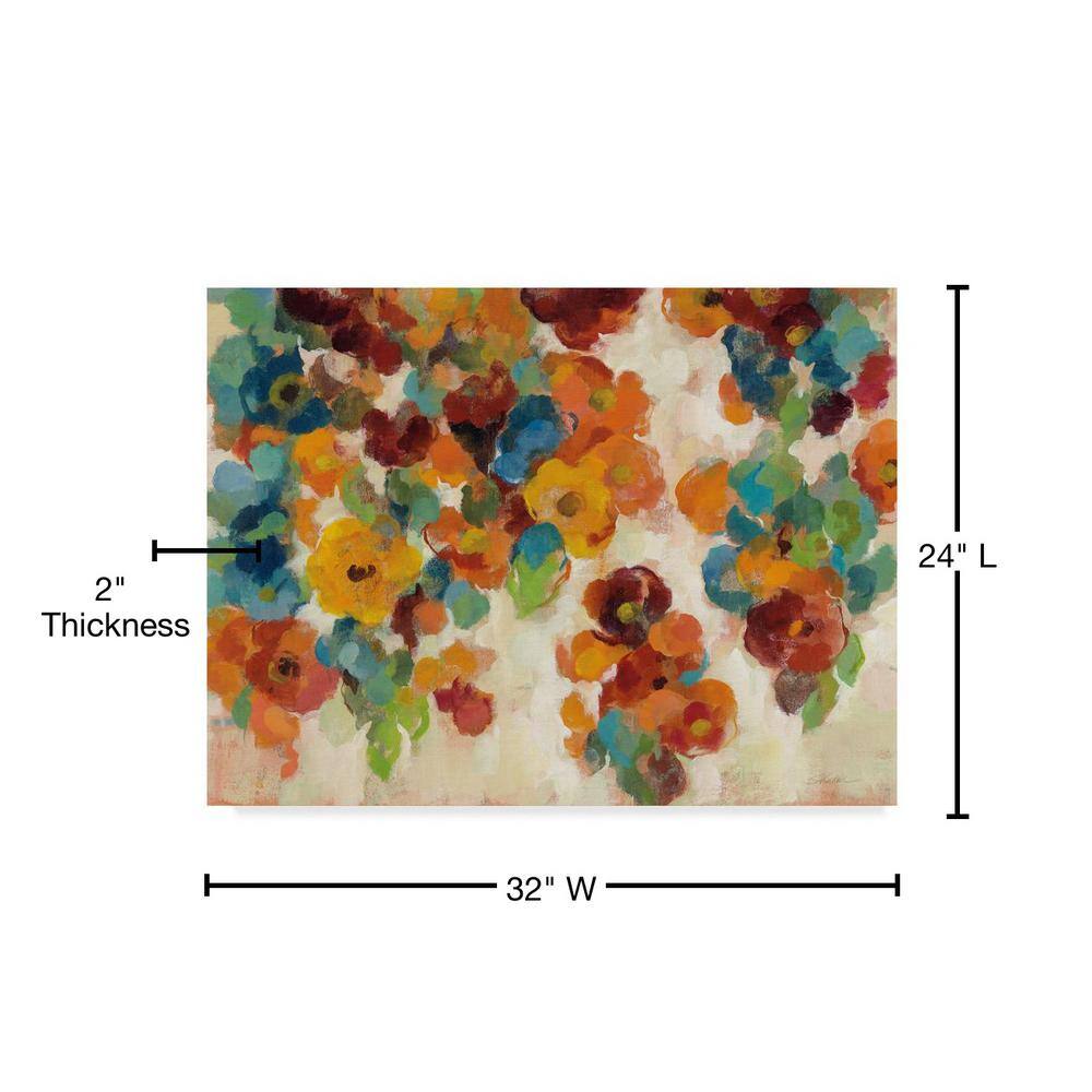 Silvia Vassileva 24x32 Spice and Turquoise Floral Canvas Art