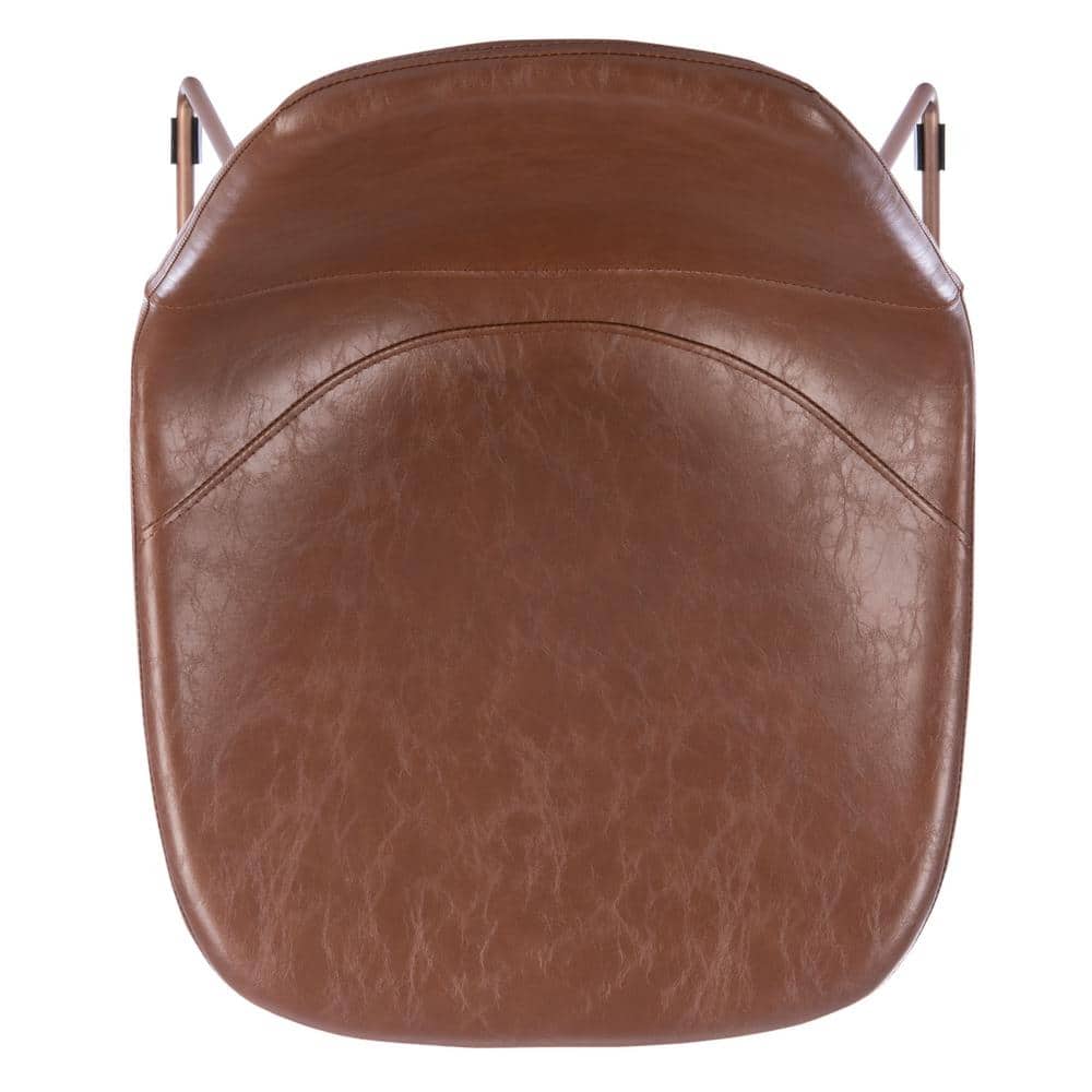 Dorian Light Brown Vegan Leather & Brass Side Chair Set of 2
