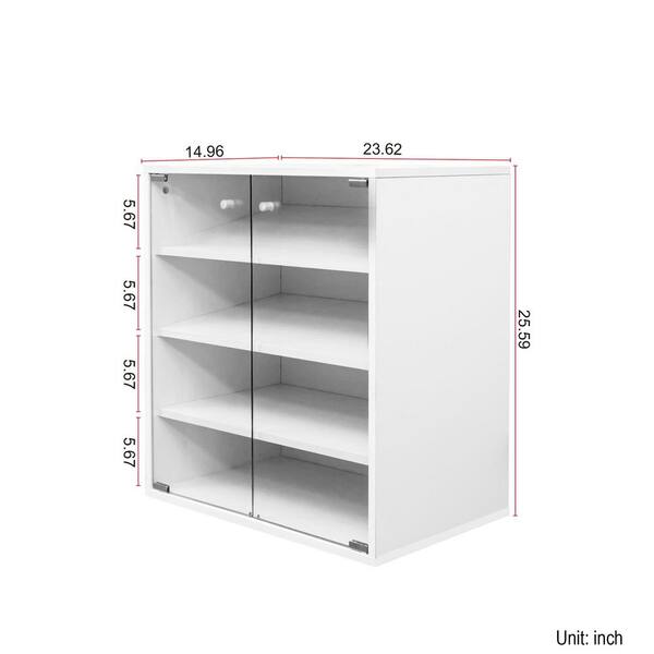 GOGEXX 28.35 in. H x 14.76 in. W White LED Shoe Storage Cabinet