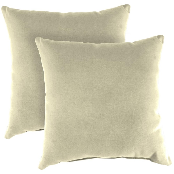 Jordan Manufacturing Sunbrella 16 in. x 16 in. Canvas Beige Solid Square Knife Edge Outdoor Throw Pillows (2-Pack)