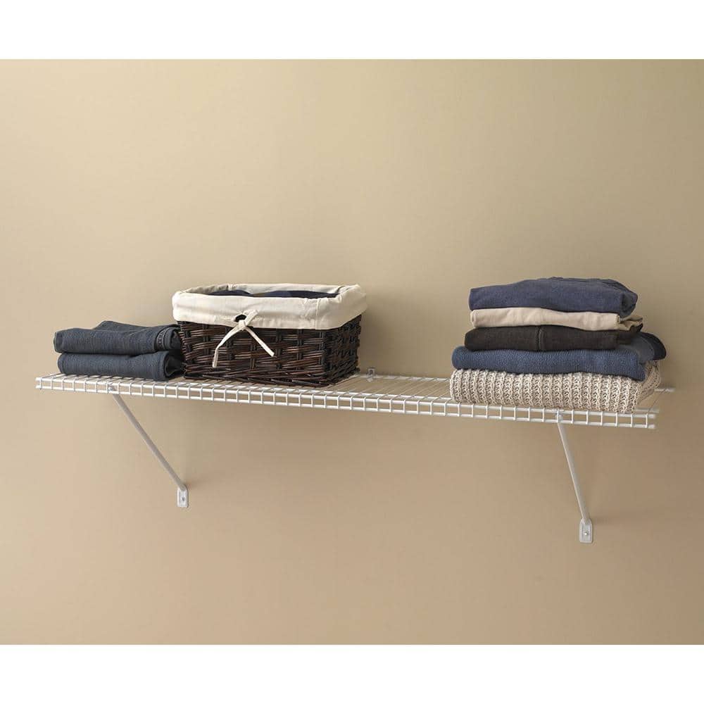 Essential 4 ft White Steel Ventilated Shelf Kit with Hardware