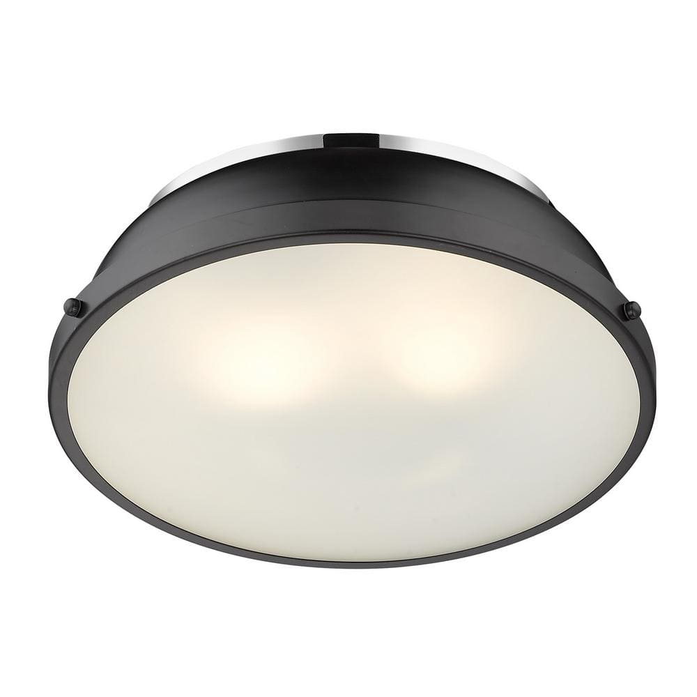 Duncan 14'' Chrome and Matte Black Flush Mount Light