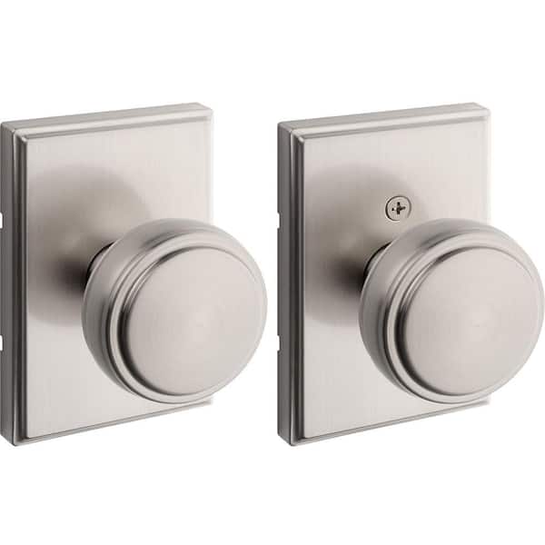 Sora Satin Nickel Rectangle Hall/Closet Door Knob with Microban Antimicrobial Technology