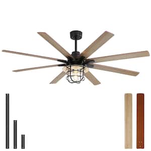 66 in. Indoor/Outdoor Black Ceiling Fan with Remote Control and Light Kit Included