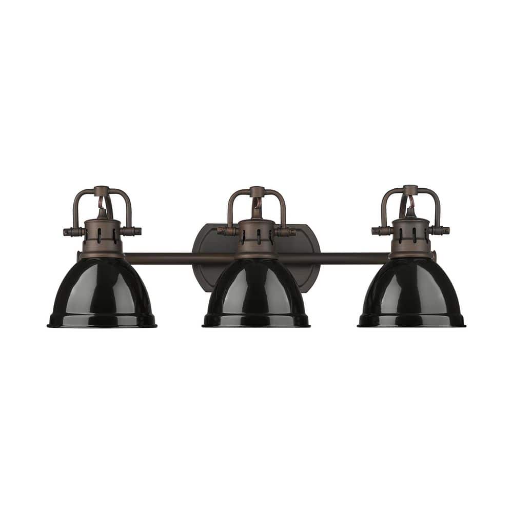 Duncan 8.25 in. 3 Light Rubbed Bronze Vanity Light with Black Shade price history on PriceWatchPro