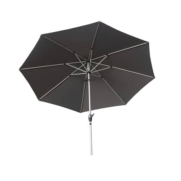 Tidoin 9 ft. Metal Market Tilt Patio Umbrella in Gray