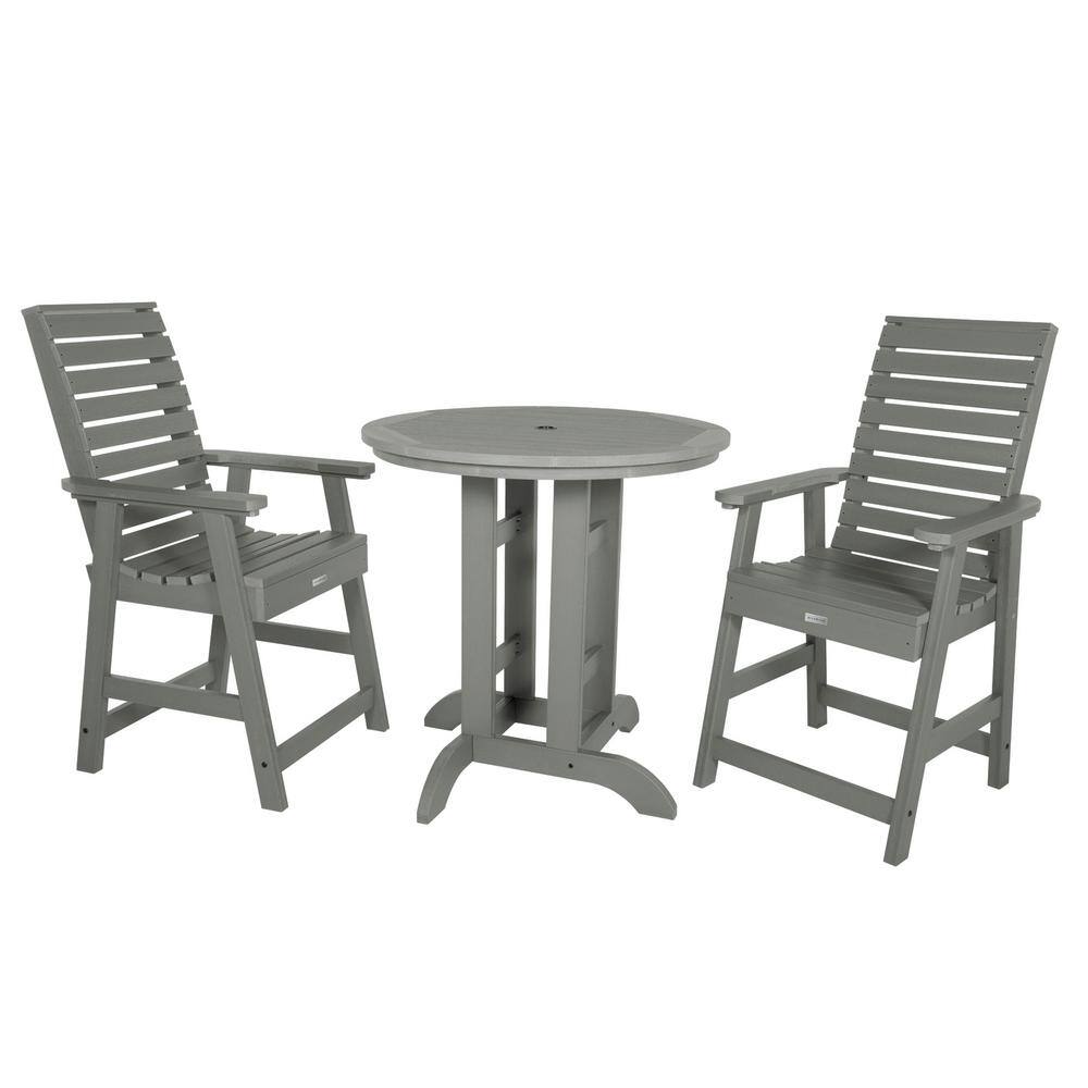 Coastal Teak Modern 3-Piece Counter-Height Bistro Set
