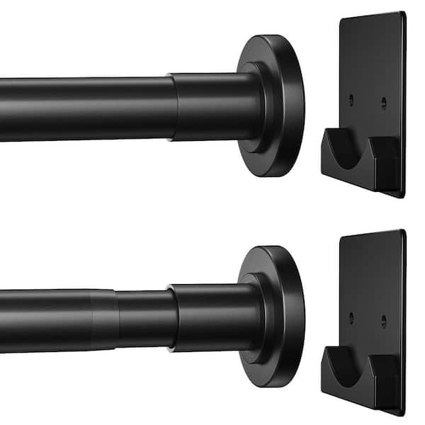 80 in. Stainless Steel Adjustable Tension Shower Curtain Rod in Matte Black, Composed of 5 Poles, 30 lb. Load Capacity