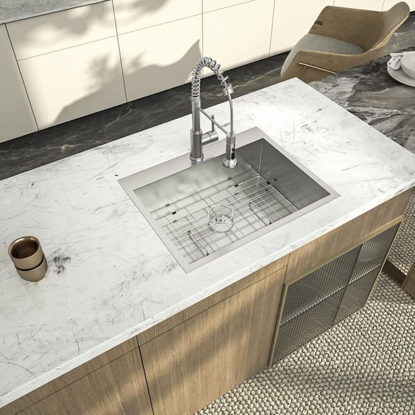 Logmey 28 in. Drop in Single Bowl 18-Gauge Stainless Steel