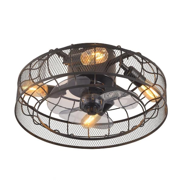 OUKANING 18 in. Indoor Black Modern Industrial Style 4-Light