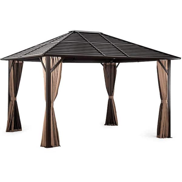 PamaPic 12 ft. x 10 ft. Brown Outdoor Gazebo Canopy