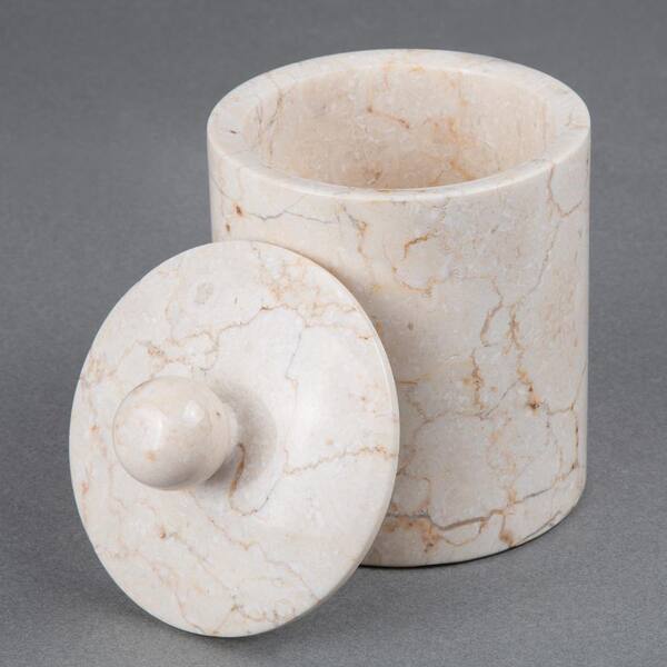 Creative Home Spa Natural Marble Cotton Ball Holder In Beige 744 The Home Depot