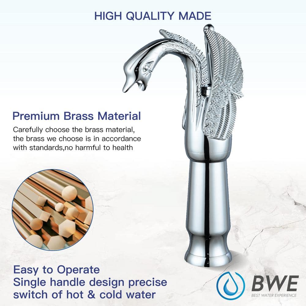 Polished Chrome Swan Single Handle Bathroom Vessel Faucet