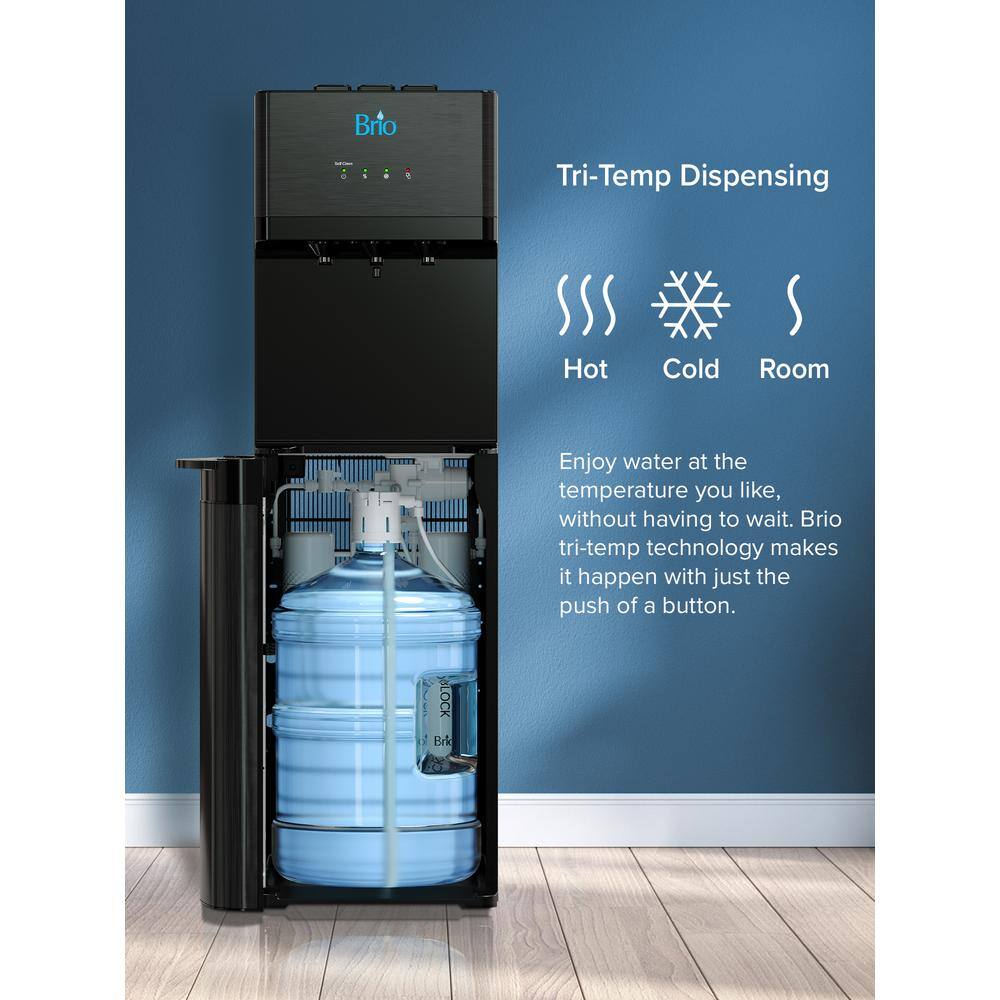 Brio Black Stainless Steel Bottom Loading Water Cooler Dispenser