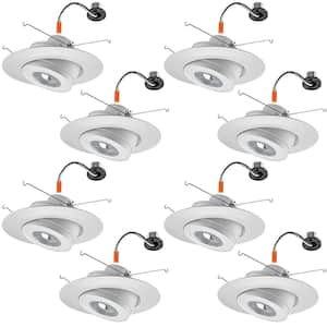 6 in. 3000K Integrated LED Recessed Trim Gimbal Light with Adjustable Beam Angle and Bulb Direction 670 Lumens (8 Pack)