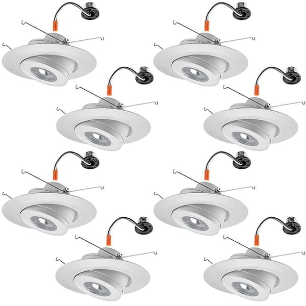 Commercial Electric 6 in. Gimbal Light Adjustable Beam Angle Bulb Direction Integrated LED Recessed Light Trim 670 Lumens 3000K (8-Pack)