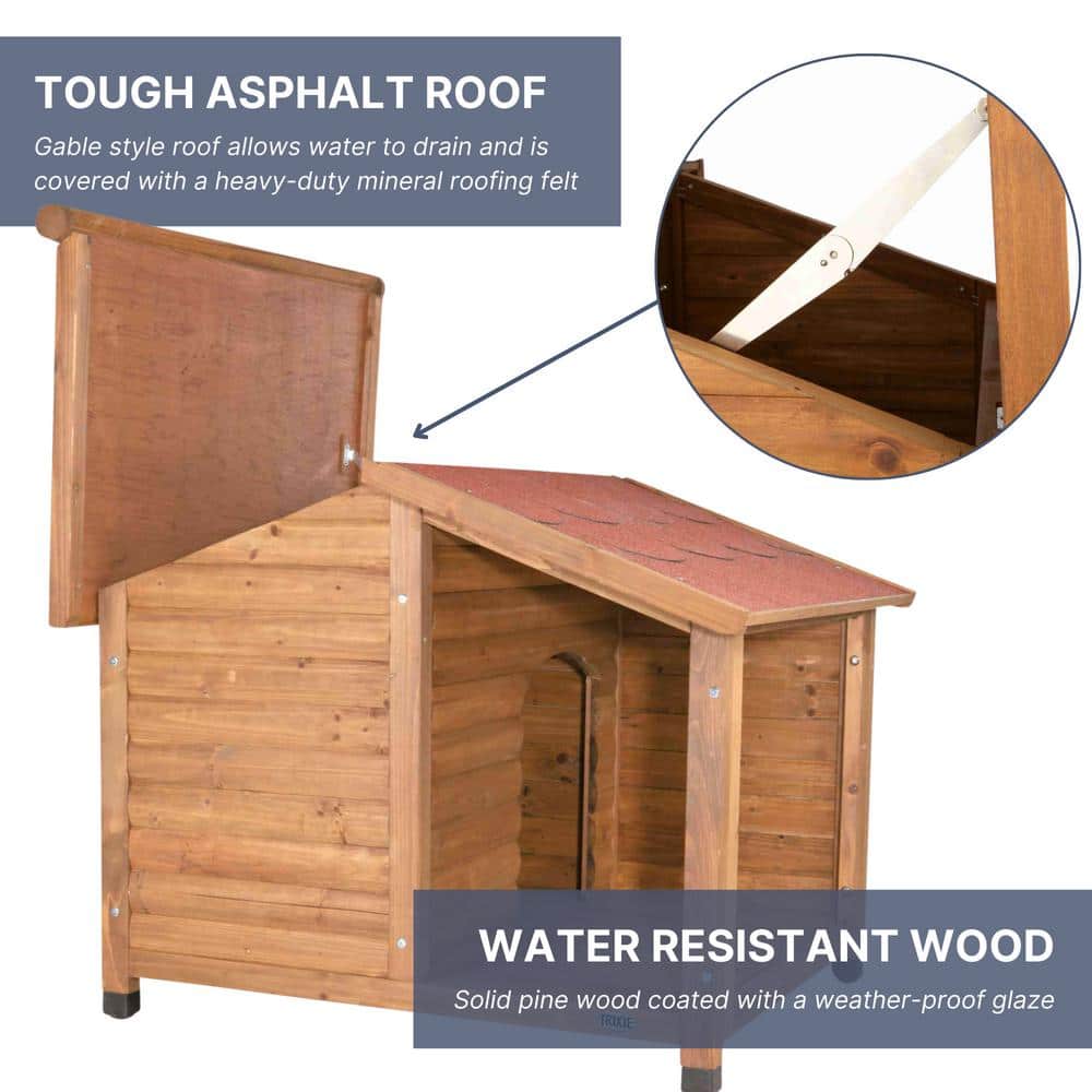 Medium Brown Weatherproof Wooden Dog House with Raised Floor