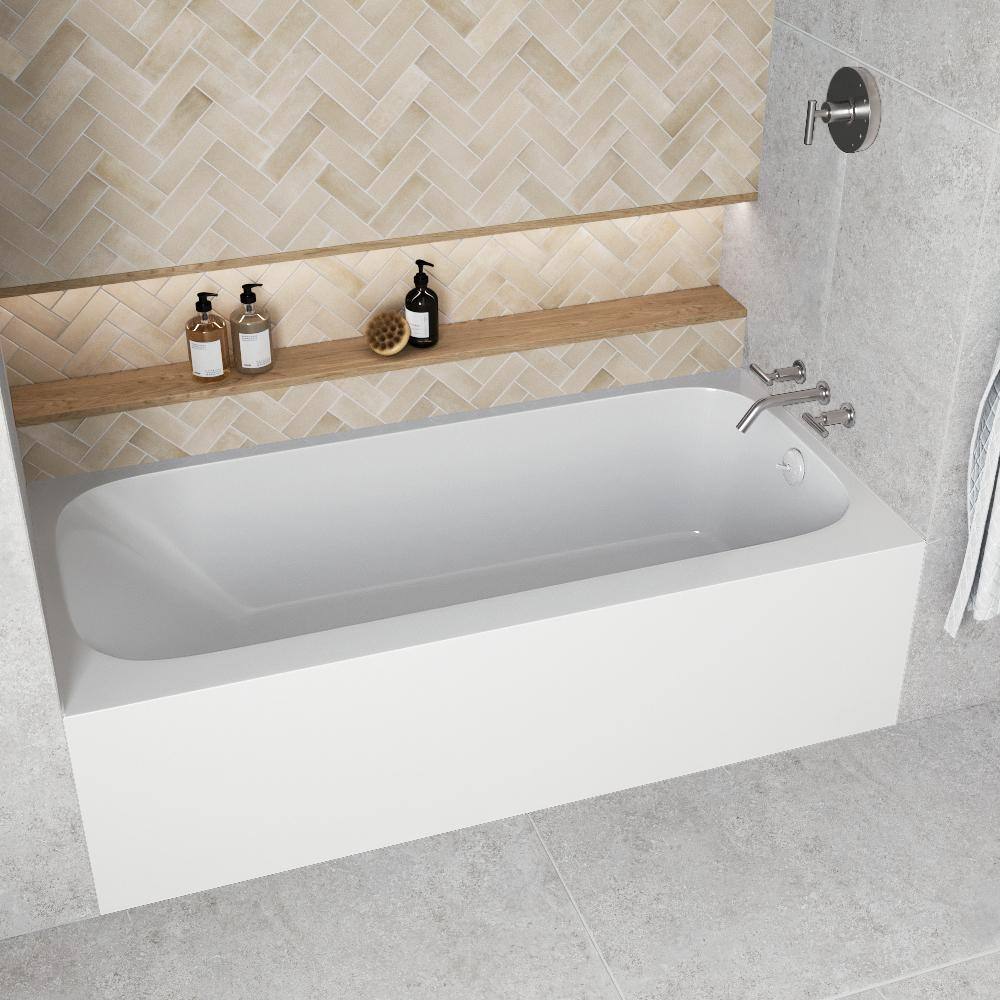 66" Glossy White Acrylic Right-Hand Drain Alcove Bathtub