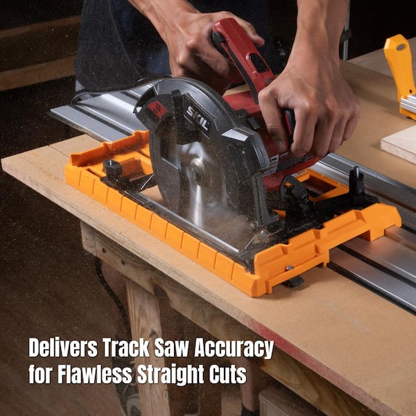 Circular Saw Track Plate with 50 in. Straight Edge Clamp, Tool-Free Mounting System, Adjustable Fence