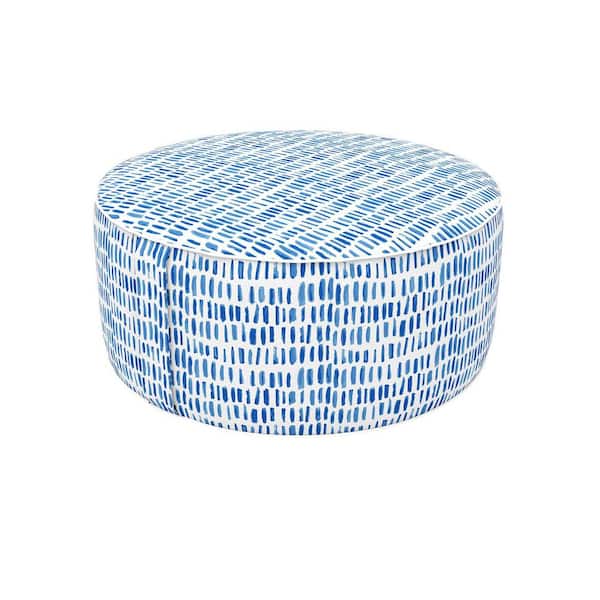 Pebble Blue Plastic Garden Stool Inflatable Ottoman Waterproof Portable Round Footrest for Outdoor Camping