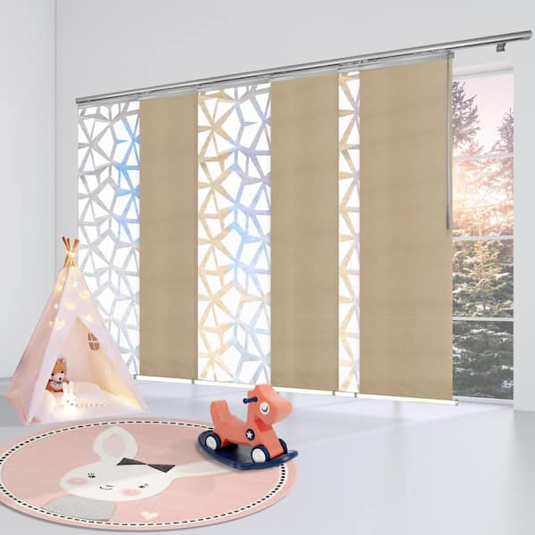 EMOH Icy Coast 70 in. - 130 in. W x 94 in. L Adjustable 6- Panel White Single Rail Panel Track with 23.5 in. Slates