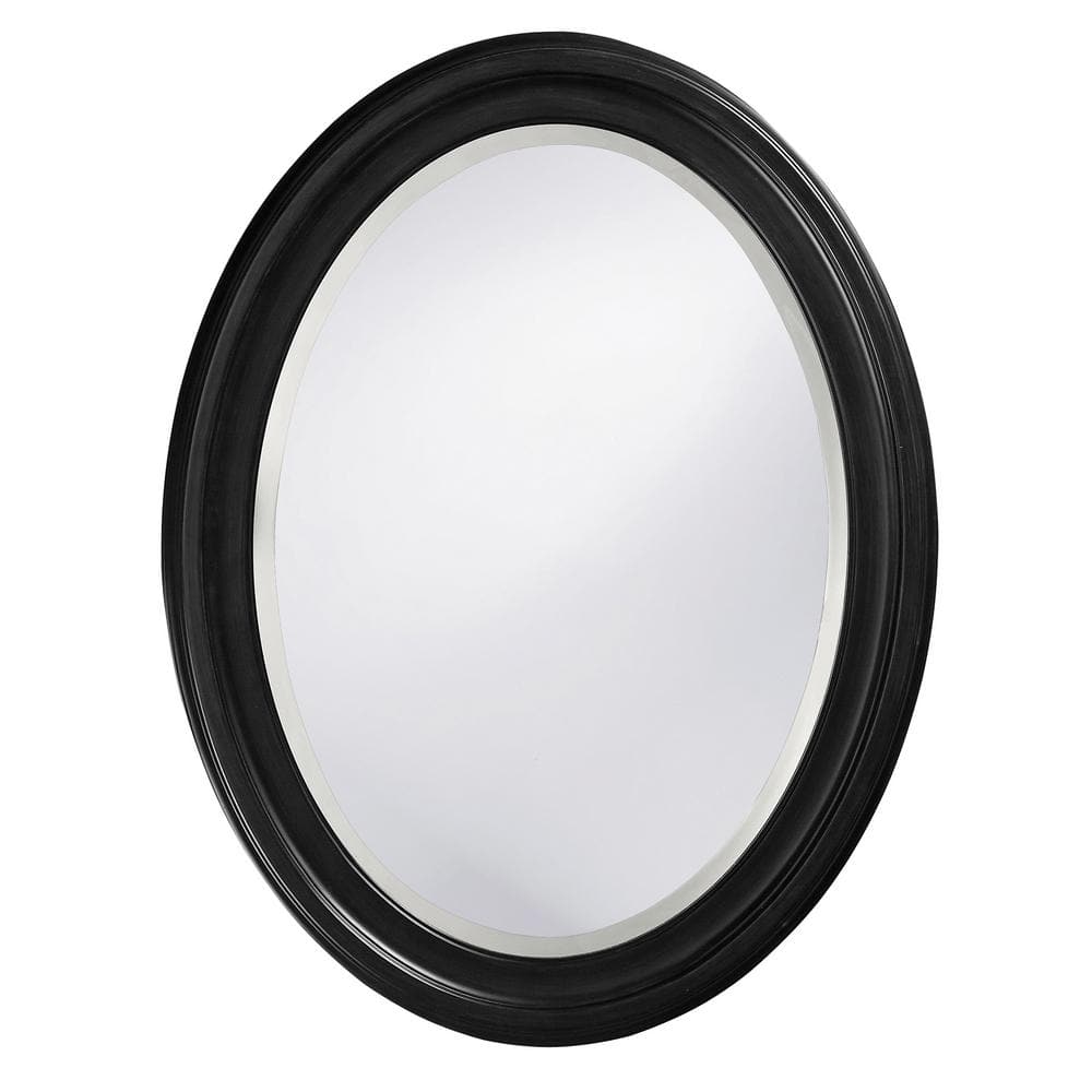 Marley Forrest Medium Oval Matte Black Lacquer Modern Mirror (33 in. H x 25  in. W) 40106 The Home Depot