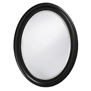 Medium Oval Matte Black Lacquer Modern Mirror (33 in. H x 25 in. W)