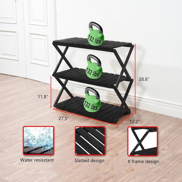 3-Tier Black Wood Plant Stand (27.5 in. H W x 28.8 in. H