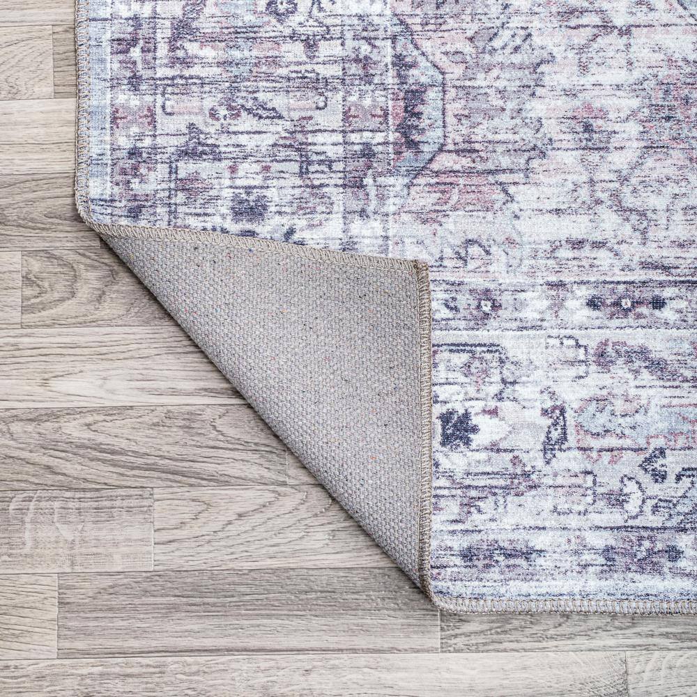 Didim Gray and Purple Medallion Washable 4' x 6' Area Rug