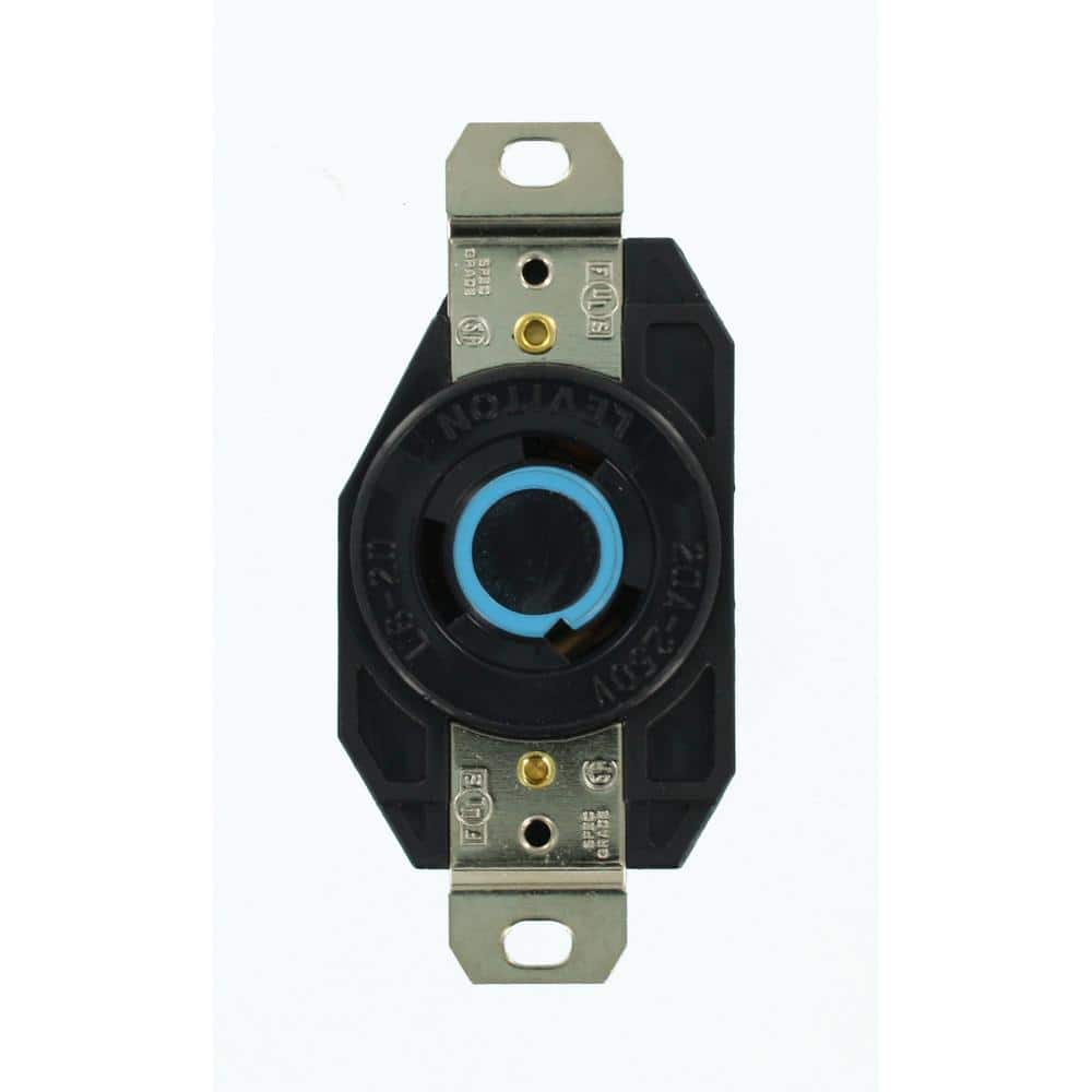 Leviton 20 Amp 250-Volt Flush Mounting Grounding Locking Outlet, Black ...