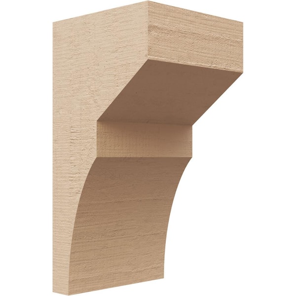 Ekena Millwork 4 in. x 8 in. x 4 in. Series 2 Wide Monterey Rough Cedar Woodgrain Timberthane Polyurethane Corbel, Primed Tan