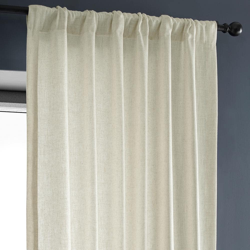 Off-White Light-Filtering Linen Blend Drape Panel
