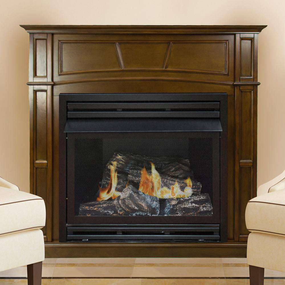 Pleasant Hearth 32 000 Btu 46 In Full Size Ventless Propane Gas Fireplace Heritage Vff Ph32lp H2 The Home Depot Ventless Propane Gas Fireplace, Ventless Gas Fireplace Home Depot