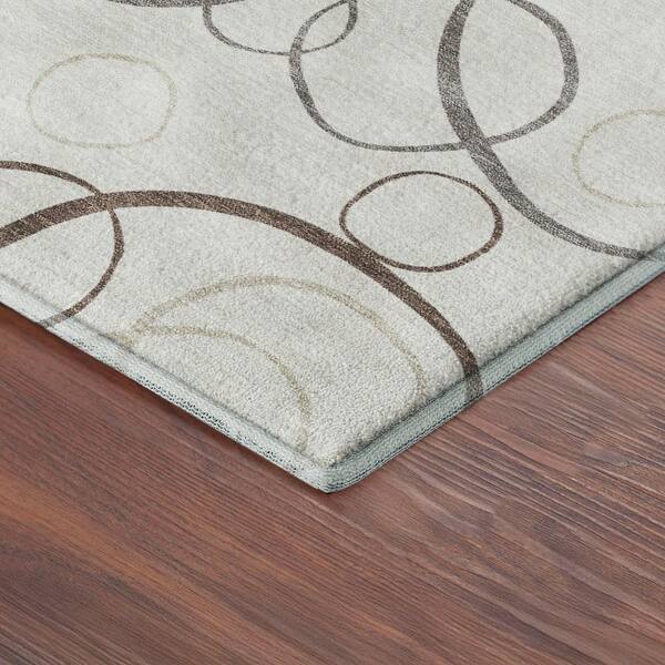 Mayfield Premium Machine Washable Abstract AMF2408 Ivory 9 ft. x 12 ft. Area Rug