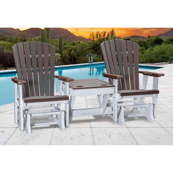 American Furniture Classics Adirondack Series 76 in. 2-Person White High Density Polyethylene Plastic Outdoor Glider