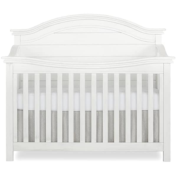 Evolur Convertible Crib Wooden Full Size Bed Rail Weather White 
