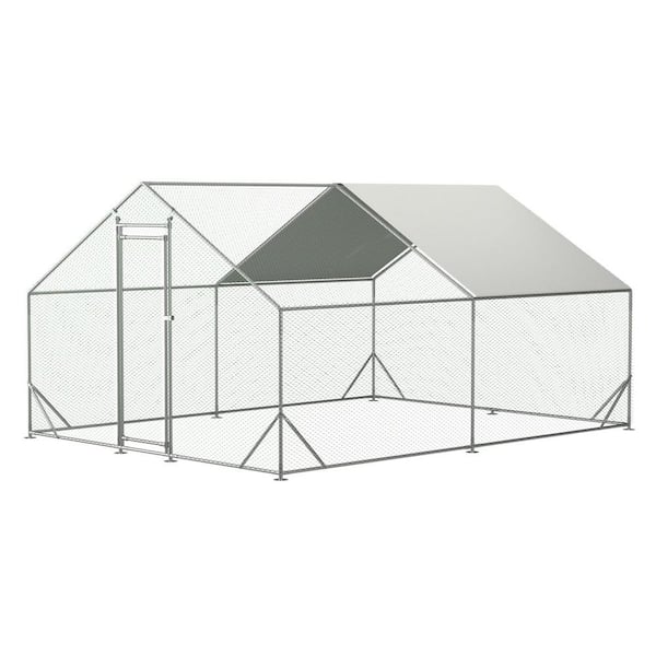 Miscool Anky 79 in. H x 156 in. W x 120 in. D Aluminum Poultry Fencing, Large Chicken Coop Poultry Cage in White