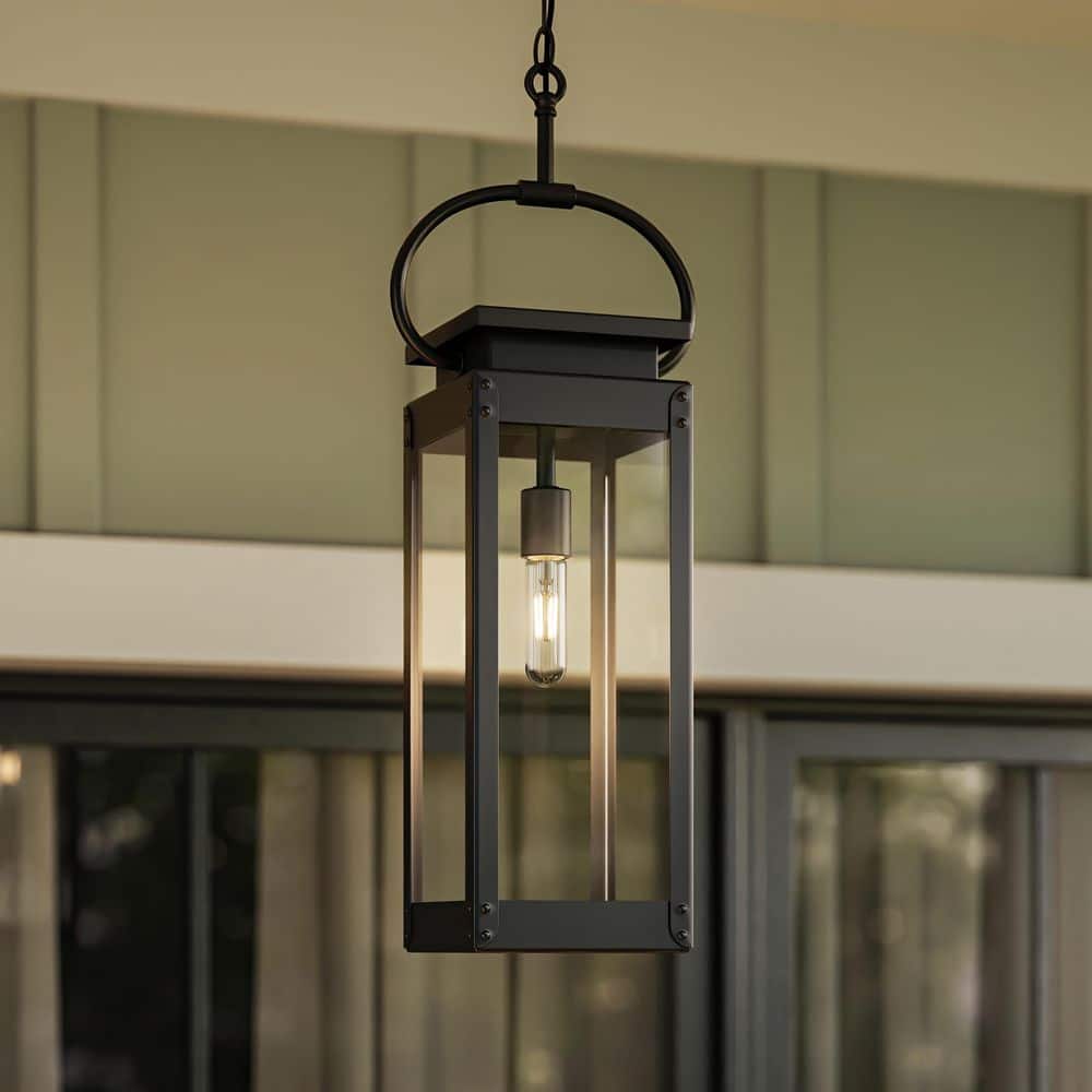 Union Square Black Outdoor Hardwired Hanging Pendant Light with Clear Glass Panels price history on PriceWatchPro