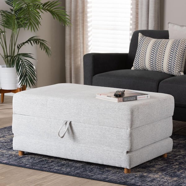 Baxton Studio Sabriel Light Grey Fabric Convertible Ottoman