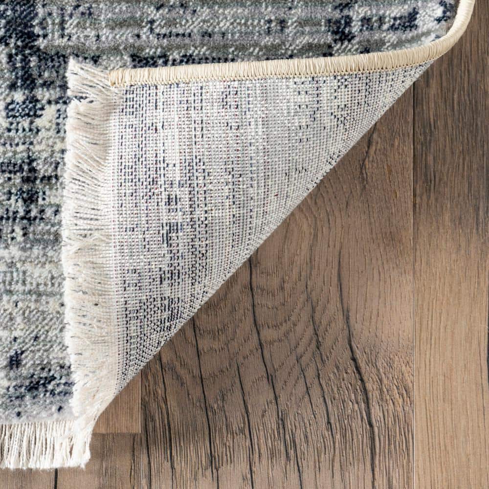 Navy and Beige Synthetic Southwestern Rectangular Area Rug