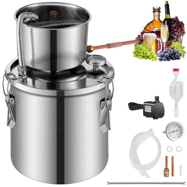 3Gal./11.4L Alcohol Still, Stainless Steel Water Alcohol Distiller, Dual Condenser Kit with Copper Coil for Fast Cooling